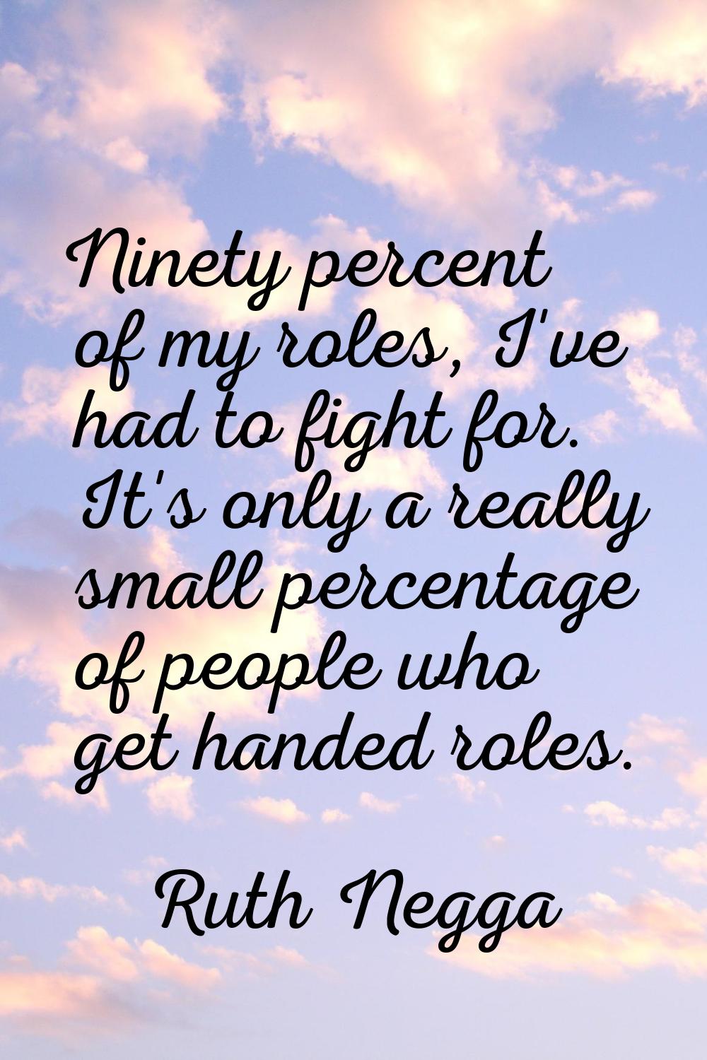 Ninety percent of my roles, I've had to fight for. It's only a really small percentage of people wh
