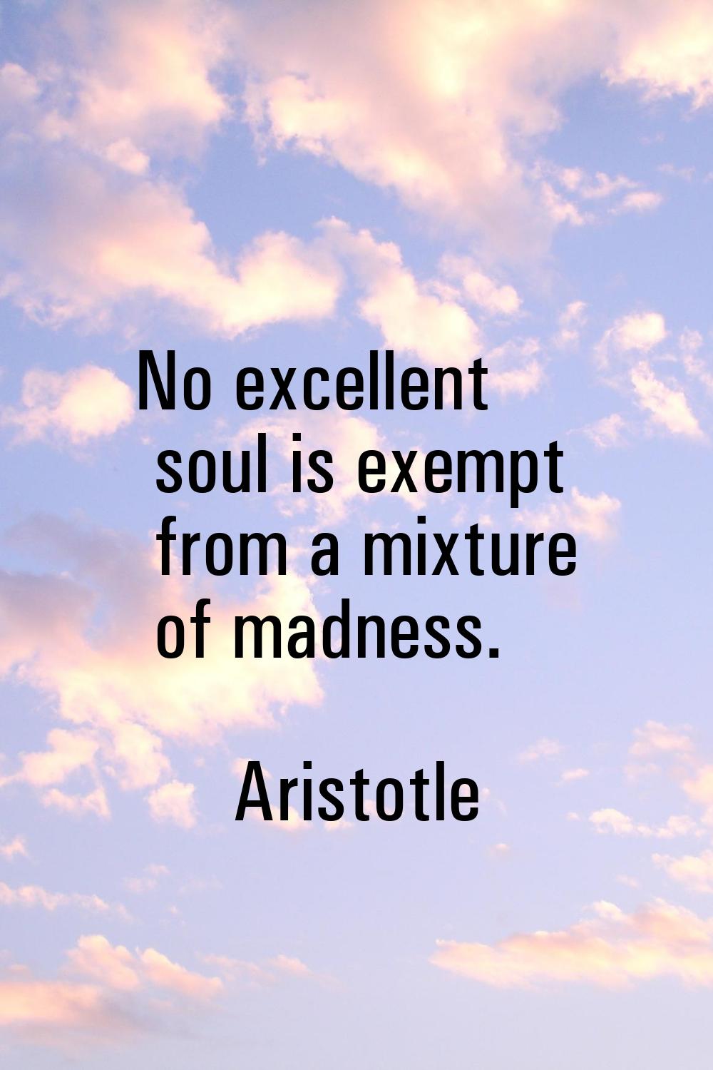 No excellent soul is exempt from a mixture of madness.