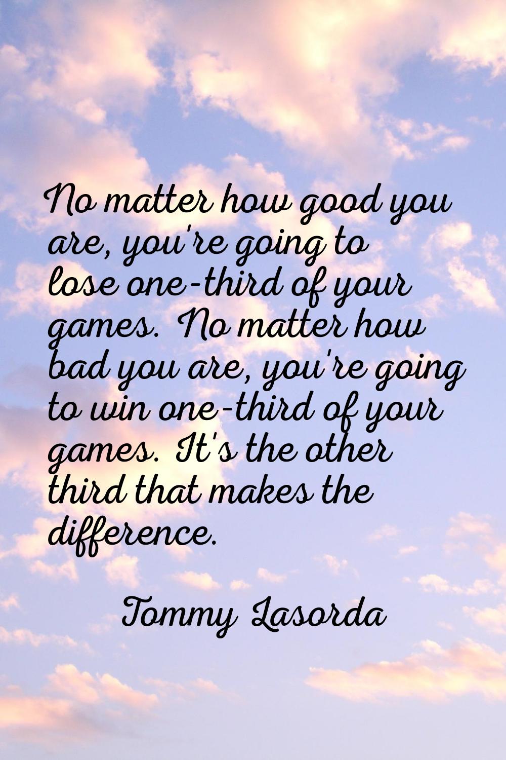 No matter how good you are, you're going to lose one-third of your games. No matter how bad you are