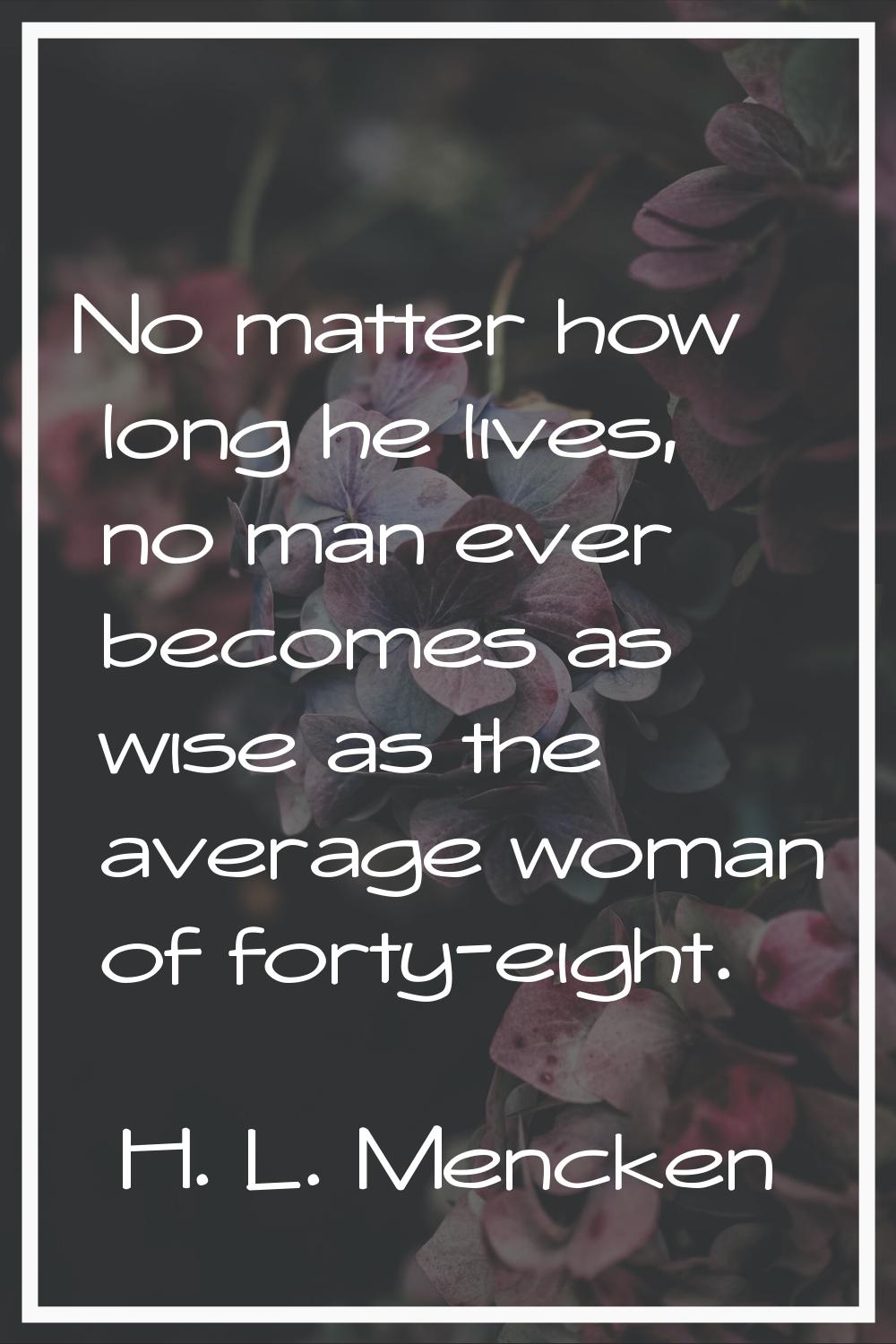 No matter how long he lives, no man ever becomes as wise as the average woman of forty-eight.