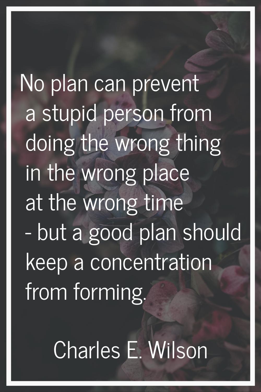 No plan can prevent a stupid person from doing the wrong thing in the wrong place at the wrong time