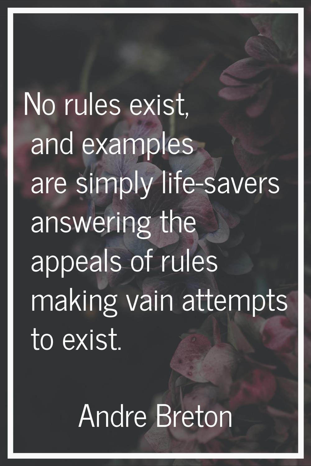 No rules exist, and examples are simply life-savers answering the appeals of rules making vain atte