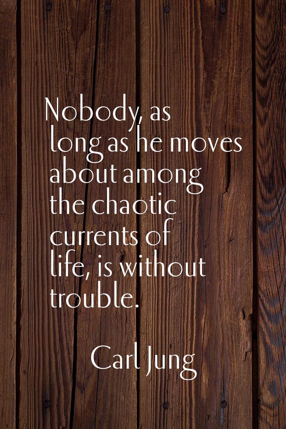 Nobody, as long as he moves about among the chaotic currents of life, is without trouble.