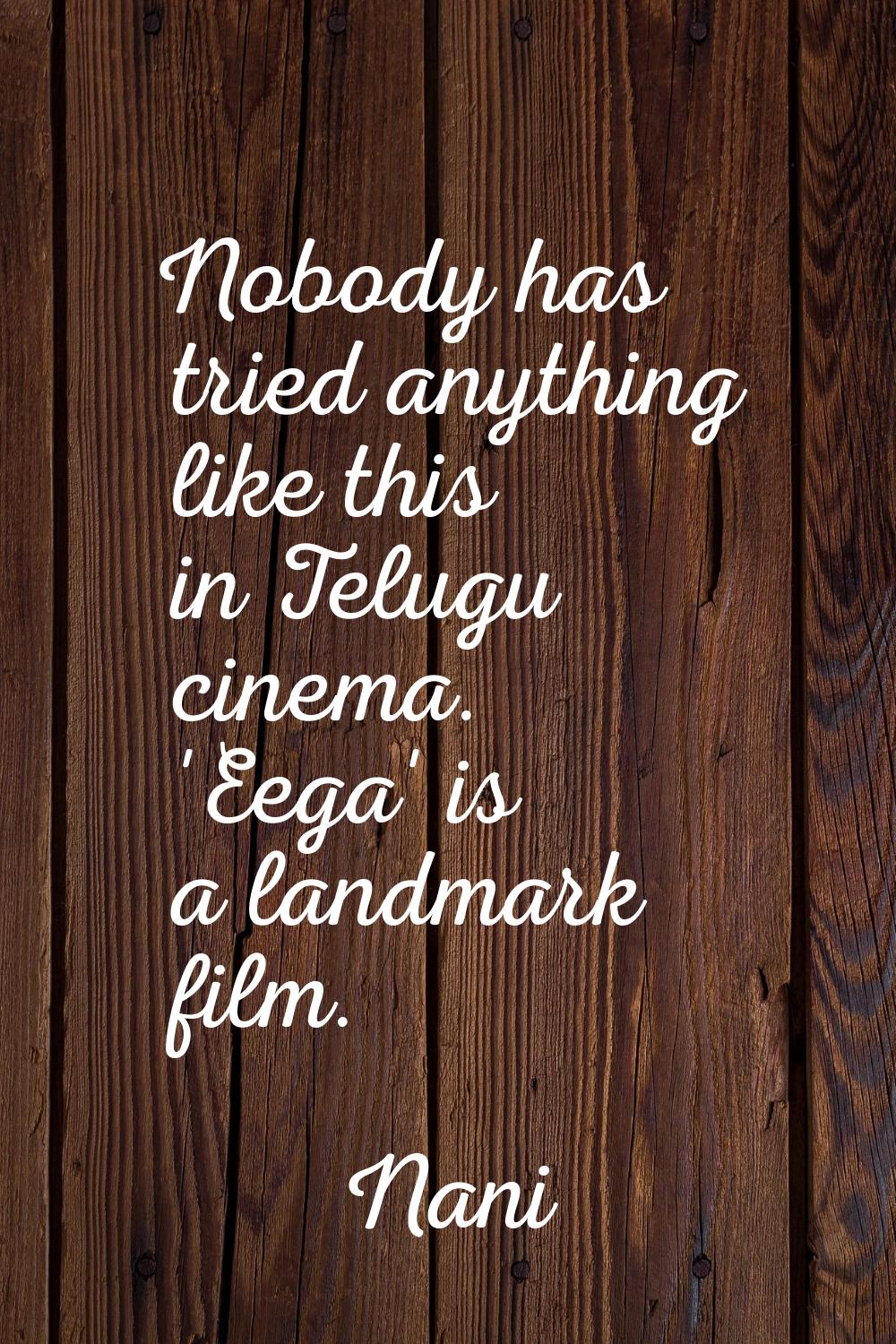 Nobody has tried anything like this in Telugu cinema. 'Eega' is a landmark film.