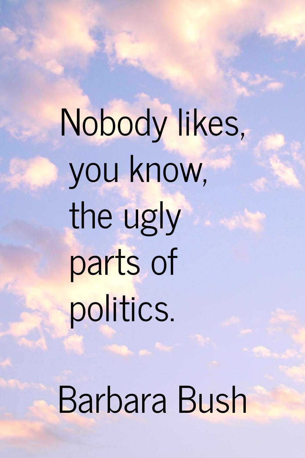 Nobody likes, you know, the ugly parts of politics.
