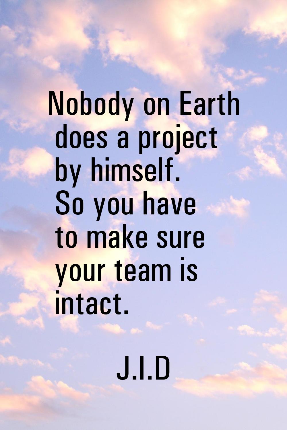 Nobody on Earth does a project by himself. So you have to make sure your team is intact.