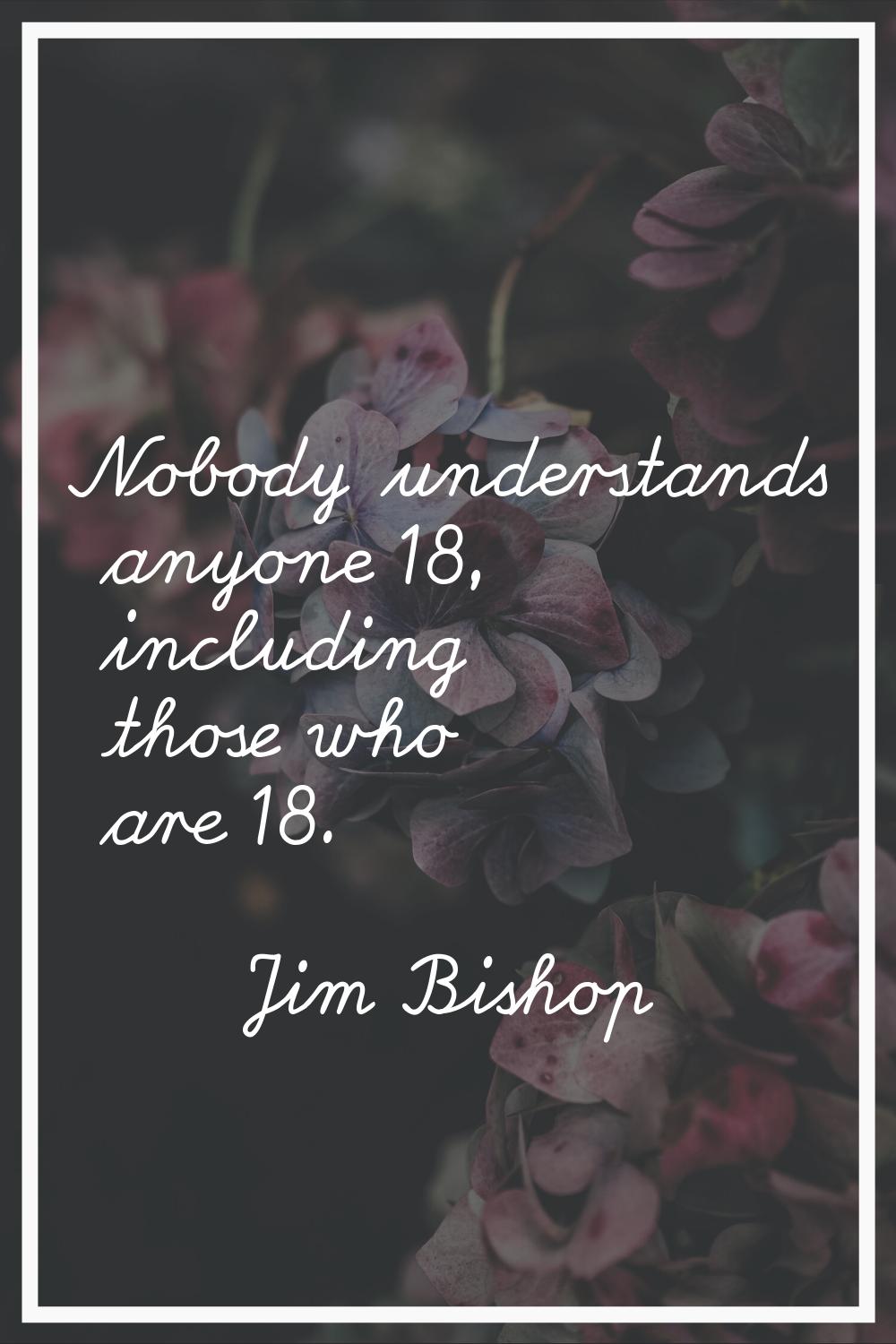 Nobody understands anyone 18, including those who are 18.