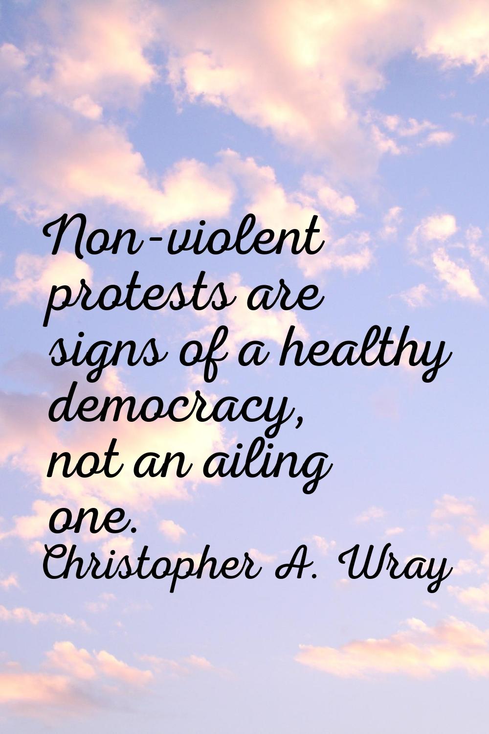 Non-violent protests are signs of a healthy democracy, not an ailing one.