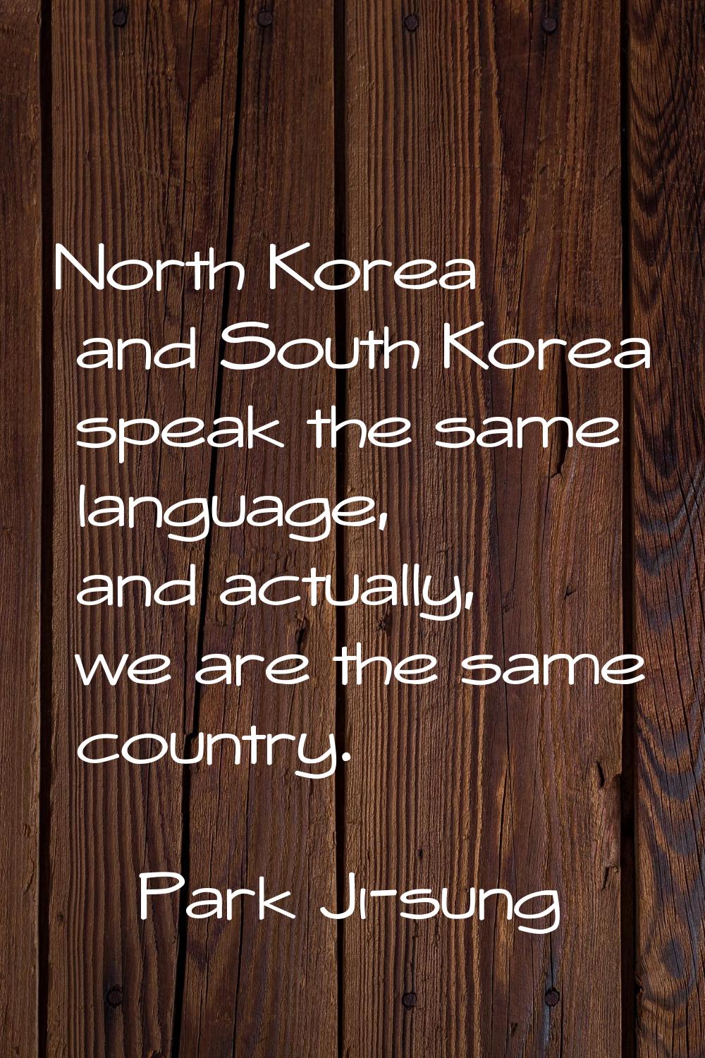 North Korea and South Korea speak the same language, and actually, we are the same country.