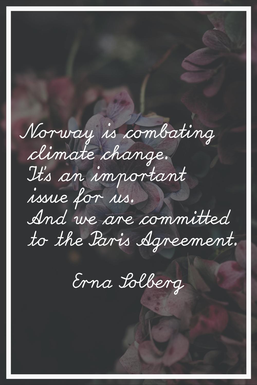 Norway is combating climate change. It's an important issue for us. And we are committed to the Par