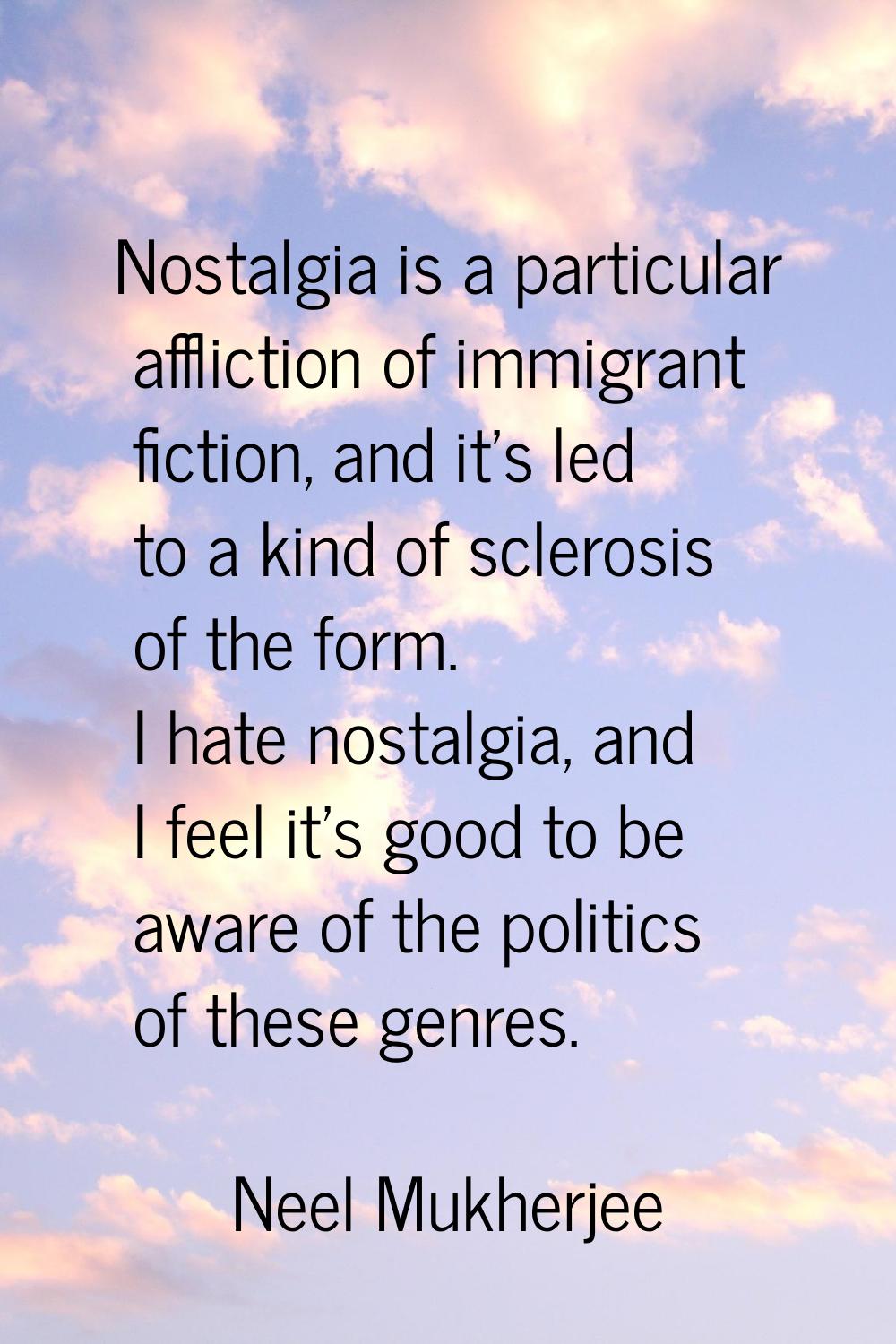 Nostalgia is a particular affliction of immigrant fiction, and it's led to a kind of sclerosis of t