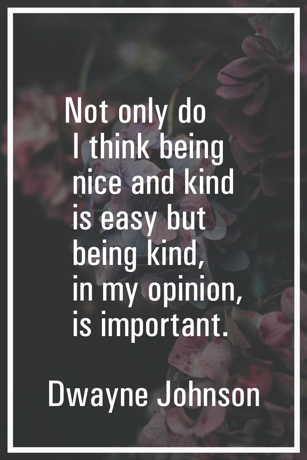 Not only do I think being nice and kind is easy but being kind, in my opinion, is important.