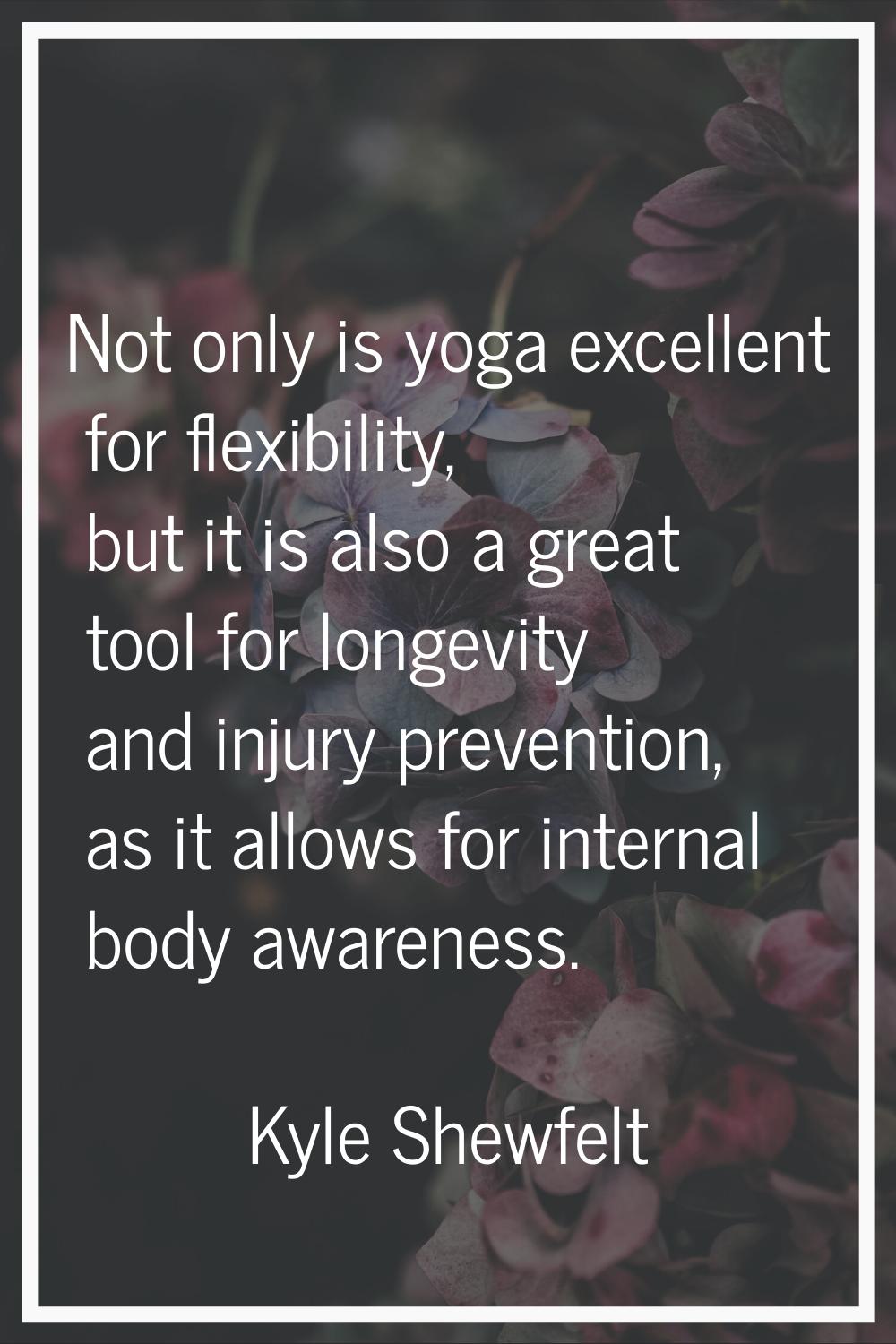 Not only is yoga excellent for flexibility, but it is also a great tool for longevity and injury pr