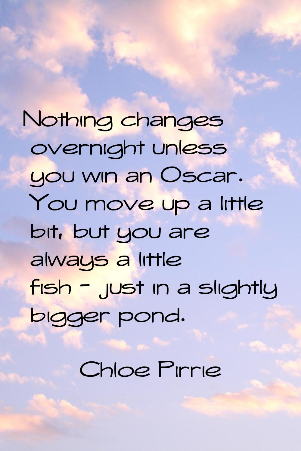 Nothing changes overnight unless you win an Oscar. You move up a little bit, but you are always a l