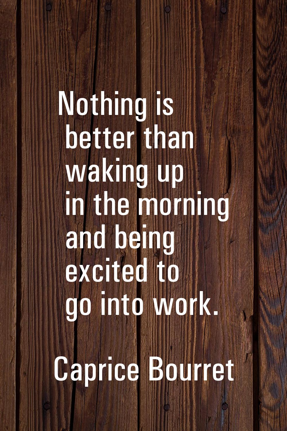 Nothing is better than waking up in the morning and being excited to go into work.