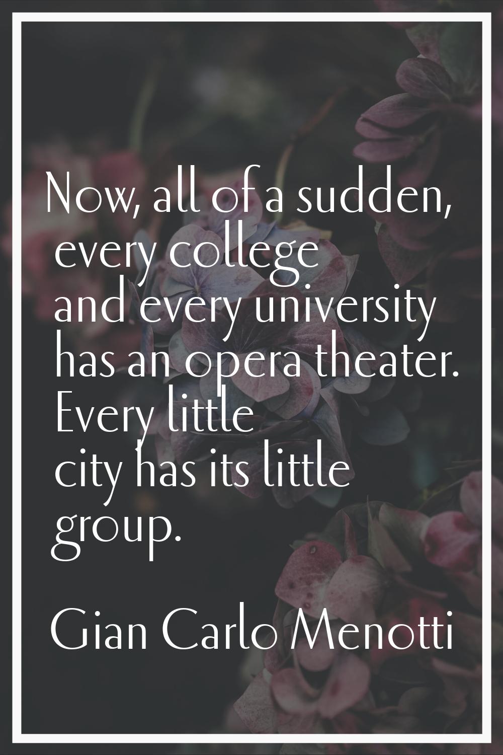 Now, all of a sudden, every college and every university has an opera theater. Every little city ha