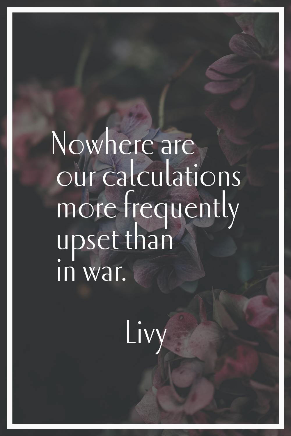 Nowhere are our calculations more frequently upset than in war.
