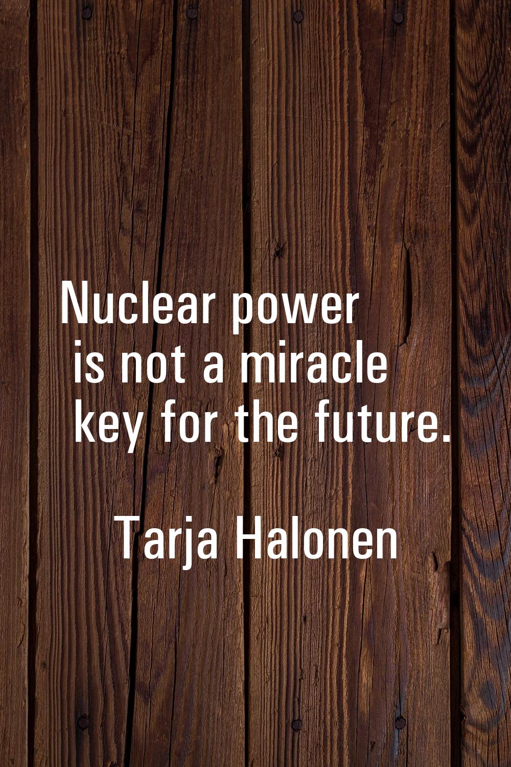 Nuclear power is not a miracle key for the future.