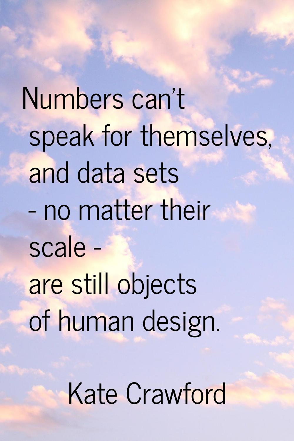 Numbers can't speak for themselves, and data sets - no matter their scale - are still objects of hu