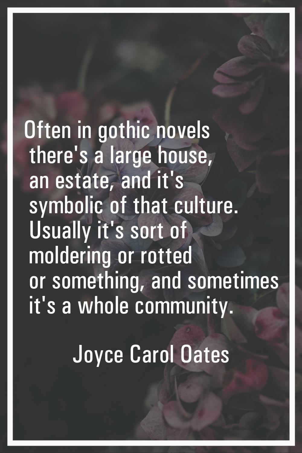 Often in gothic novels there's a large house, an estate, and it's symbolic of that culture. Usually