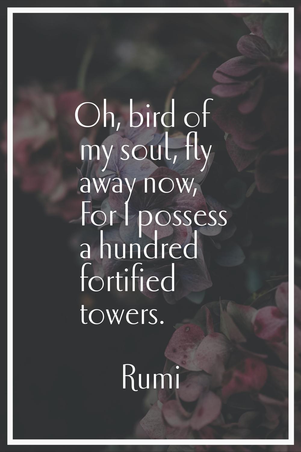 Oh, bird of my soul, fly away now, For I possess a hundred fortified towers.