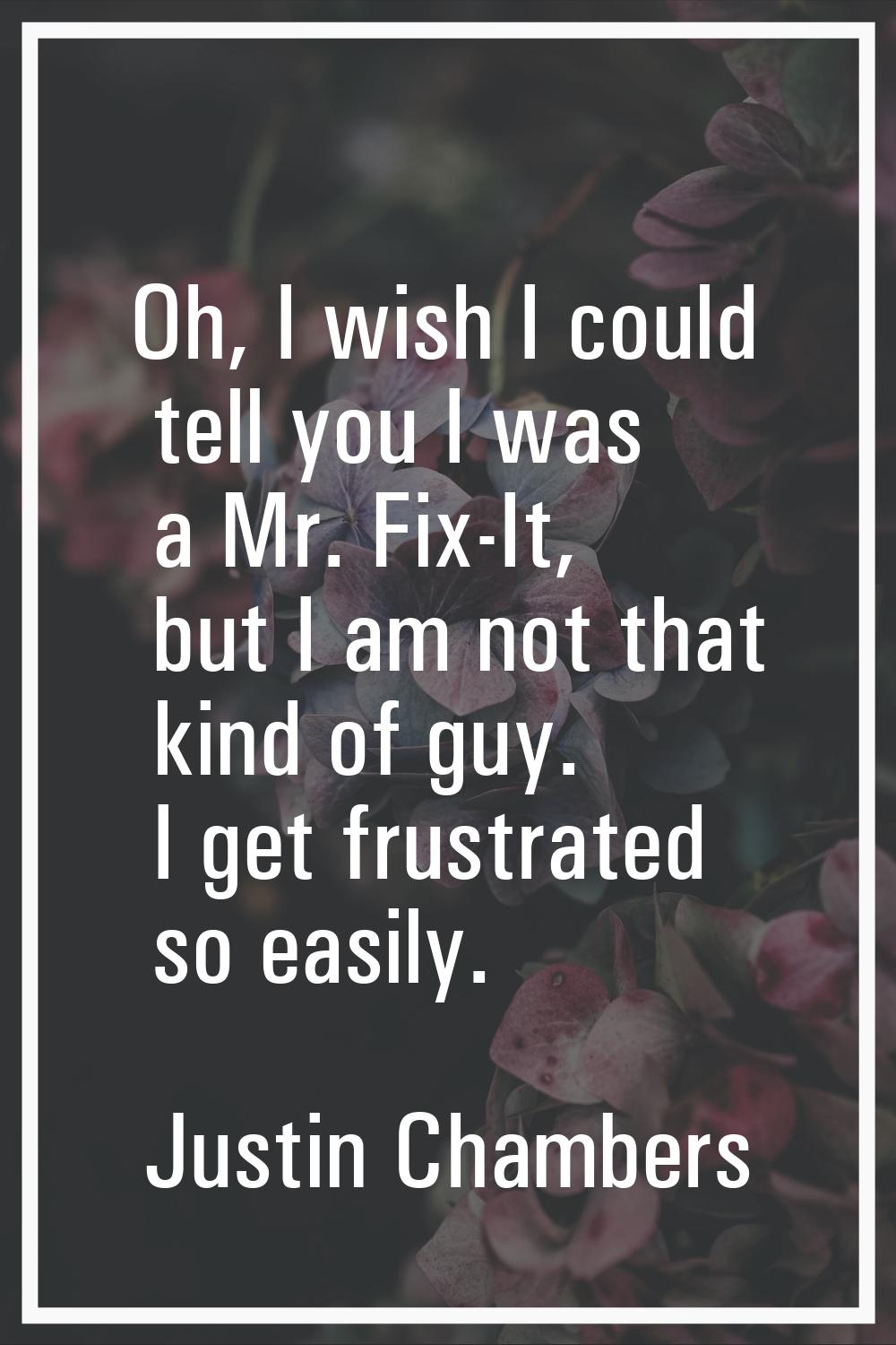 Oh, I wish I could tell you I was a Mr. Fix-It, but I am not that kind of guy. I get frustrated so 