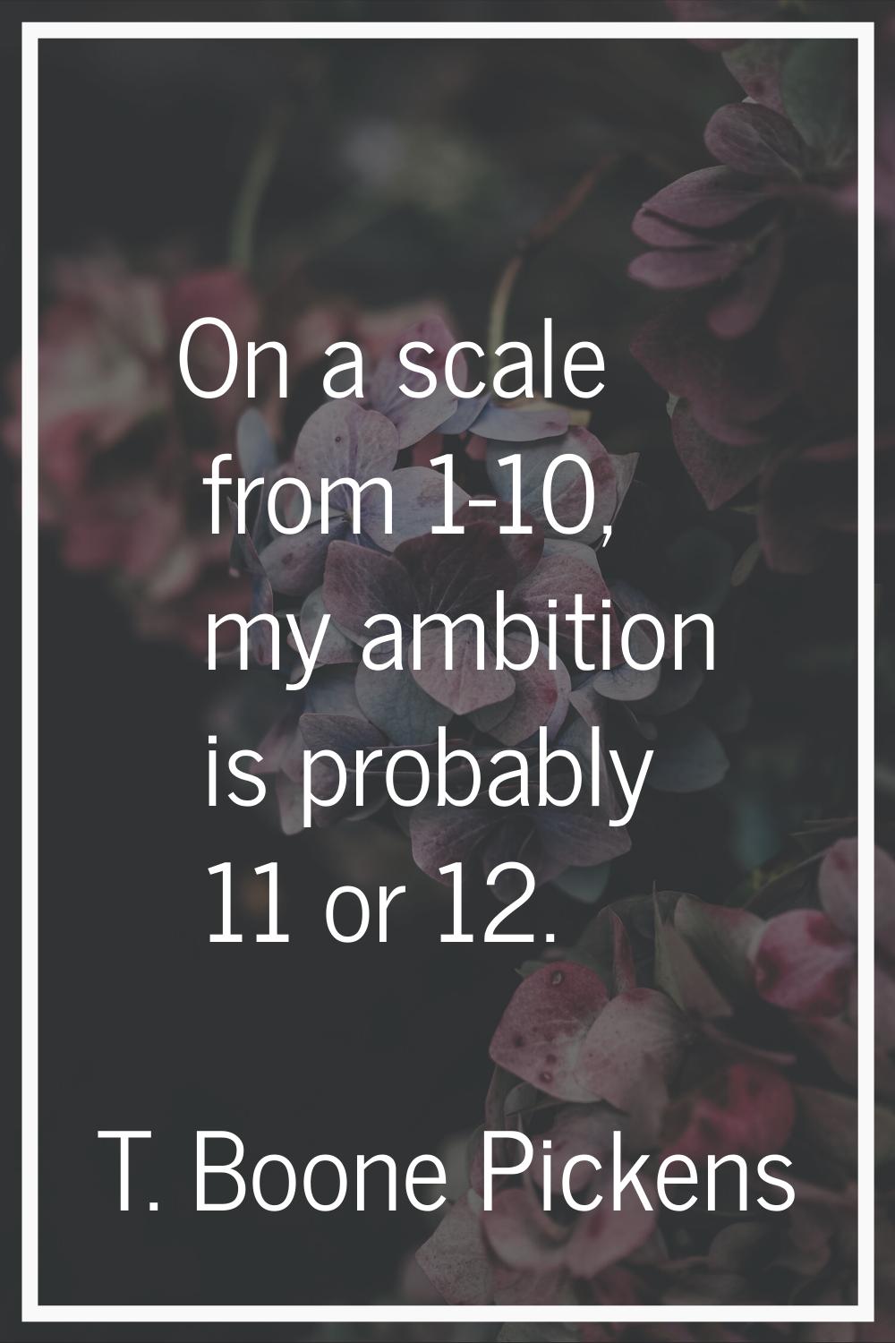 On a scale from 1-10, my ambition is probably 11 or 12.