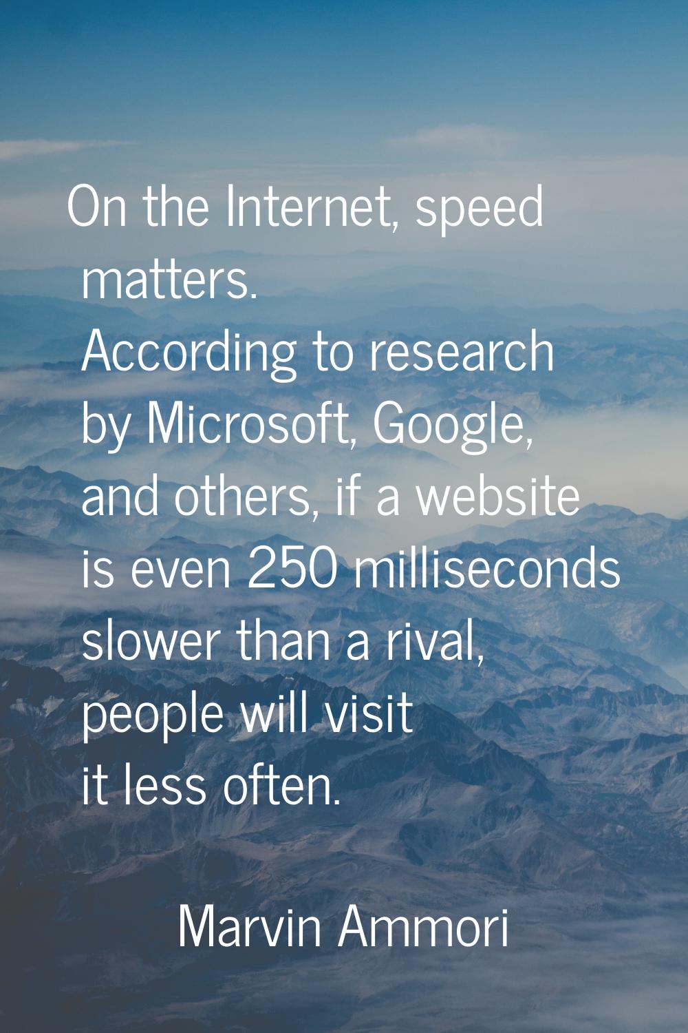 On the Internet, speed matters. According to research by Microsoft, Google, and others, if a websit