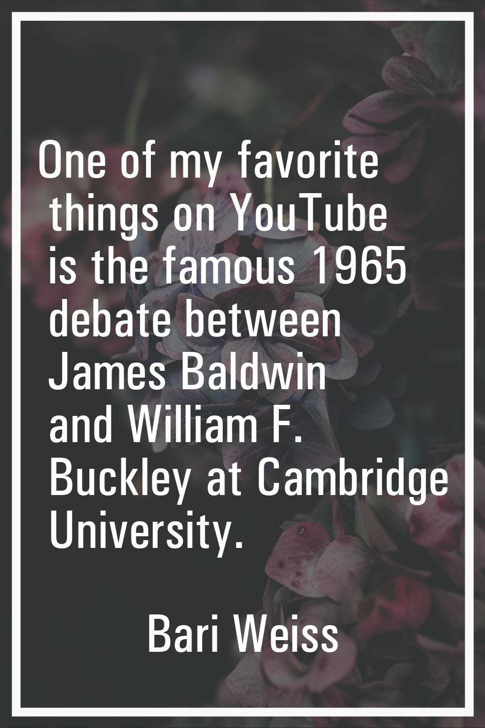 One of my favorite things on YouTube is the famous 1965 debate between James Baldwin and William F.