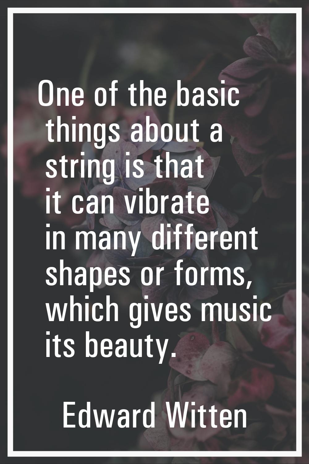 One of the basic things about a string is that it can vibrate in many different shapes or forms, wh
