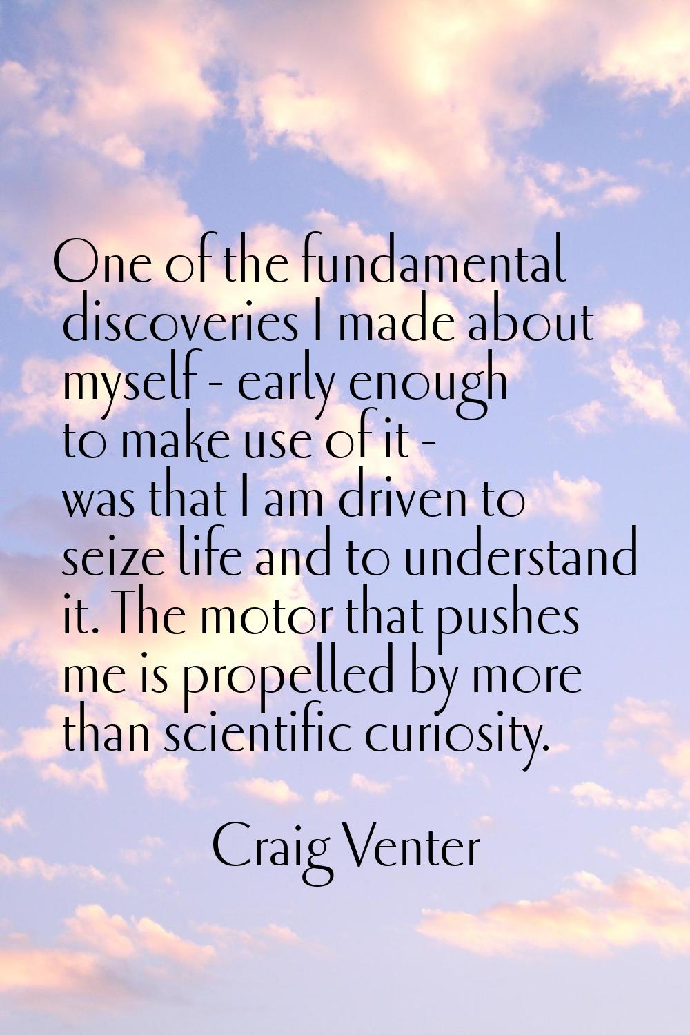One of the fundamental discoveries I made about myself - early enough to make use of it - was that 