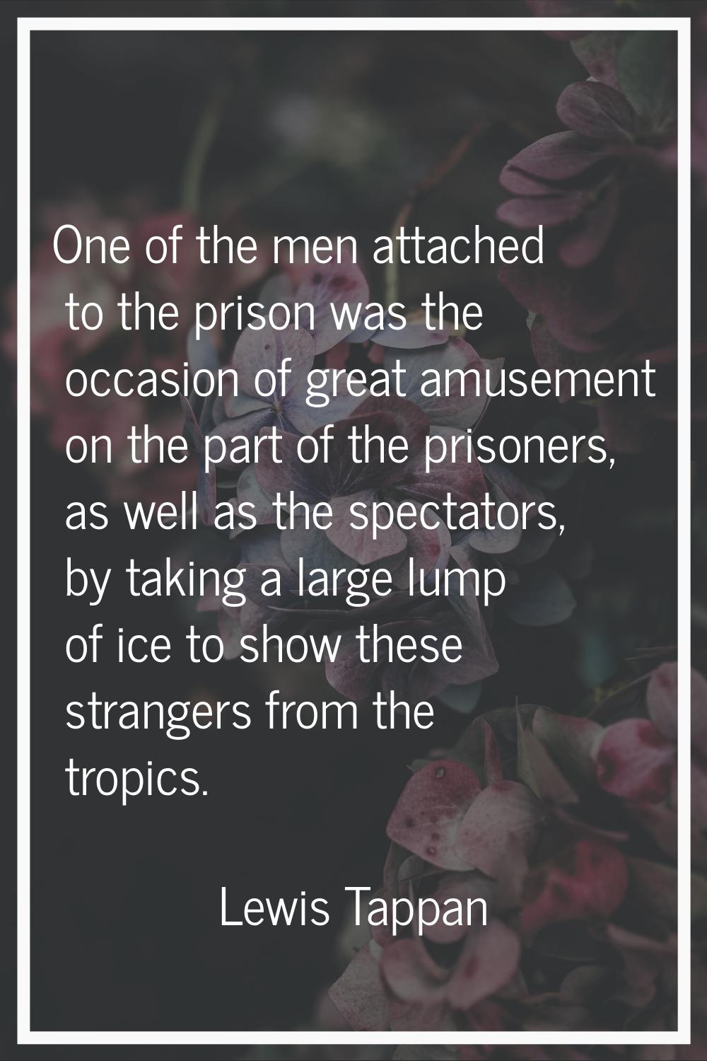 One of the men attached to the prison was the occasion of great amusement on the part of the prison