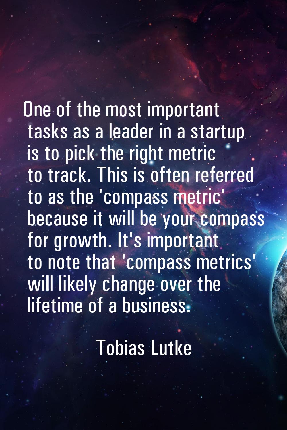 One of the most important tasks as a leader in a startup is to pick the right metric to track. This
