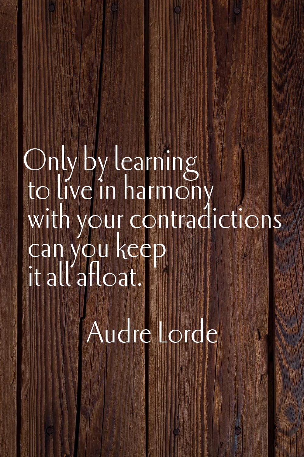 Only by learning to live in harmony with your contradictions can you keep it all afloat.