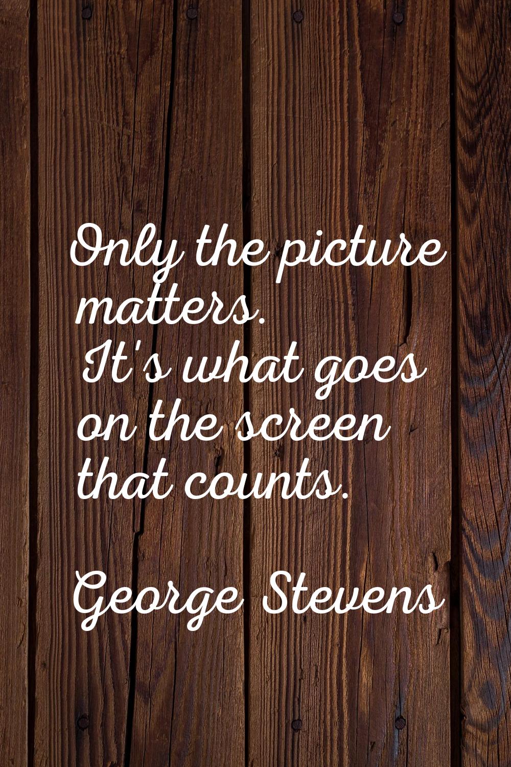 Only the picture matters. It's what goes on the screen that counts.