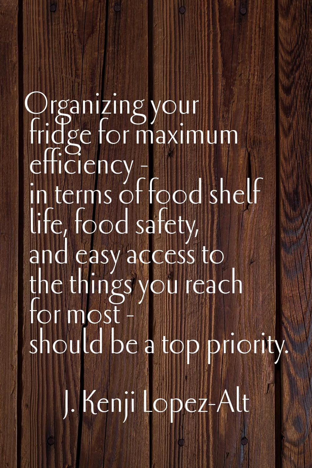 Organizing your fridge for maximum efficiency - in terms of food shelf life, food safety, and easy 