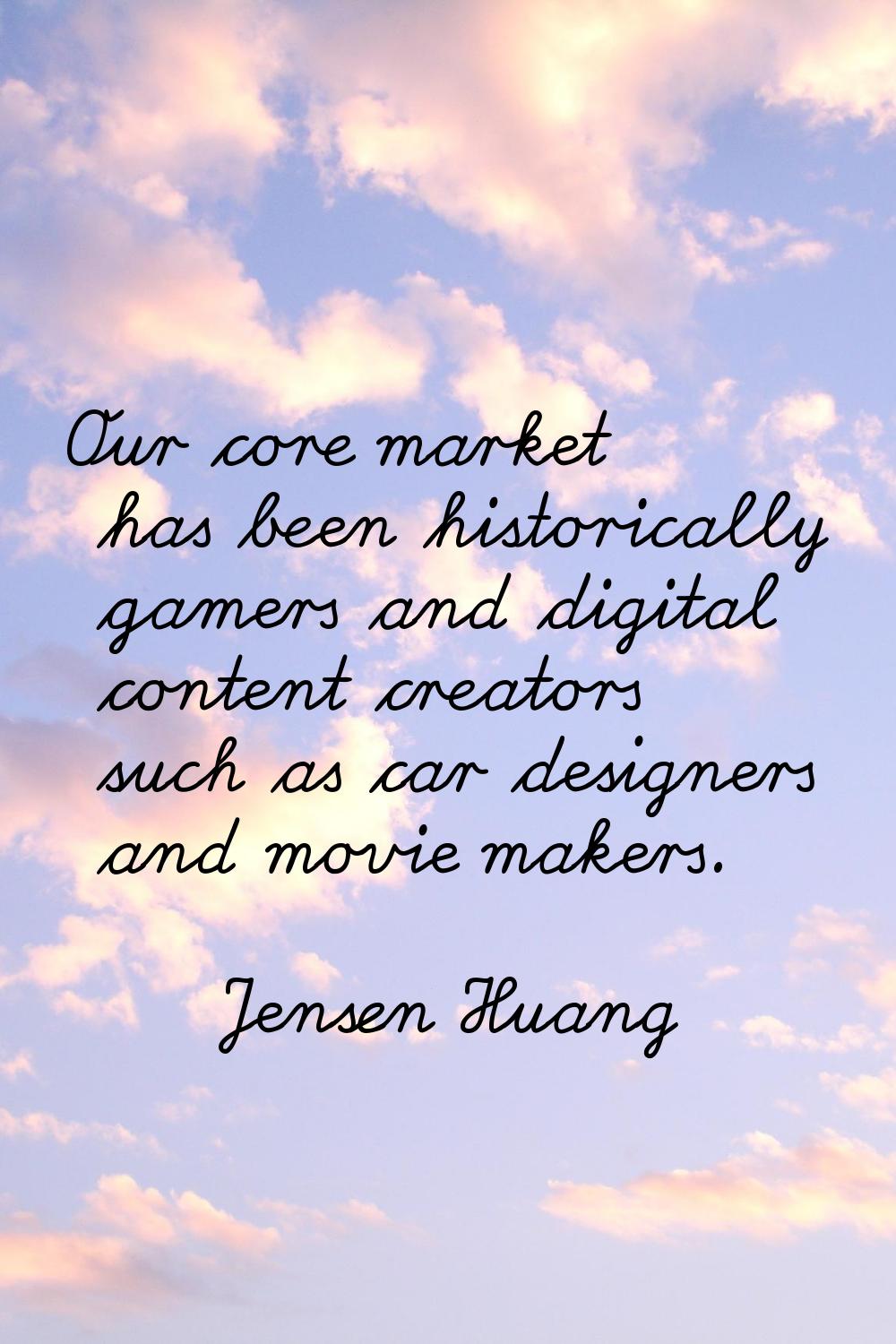 Our core market has been historically gamers and digital content creators such as car designers and