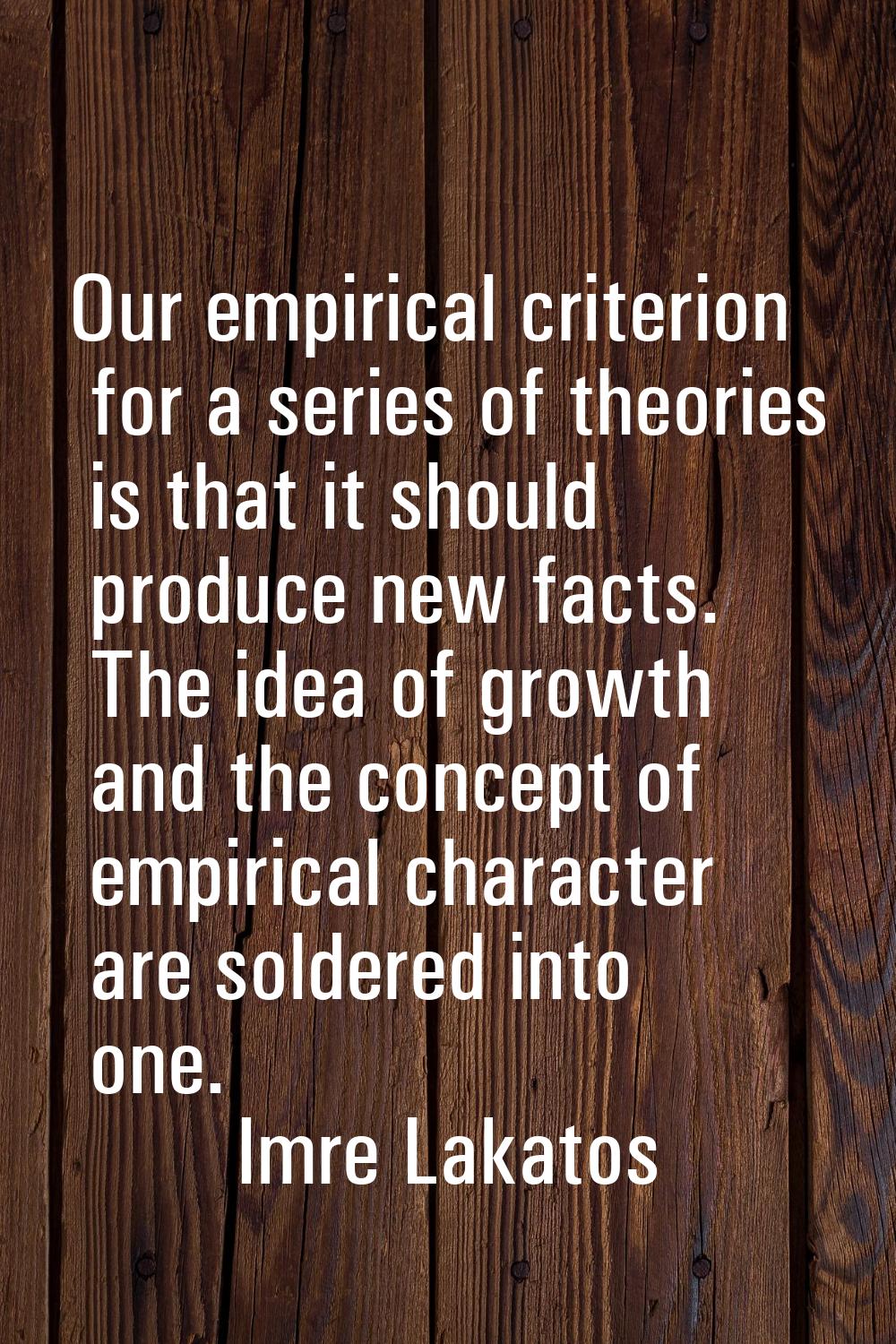 Our empirical criterion for a series of theories is that it should produce new facts. The idea of g