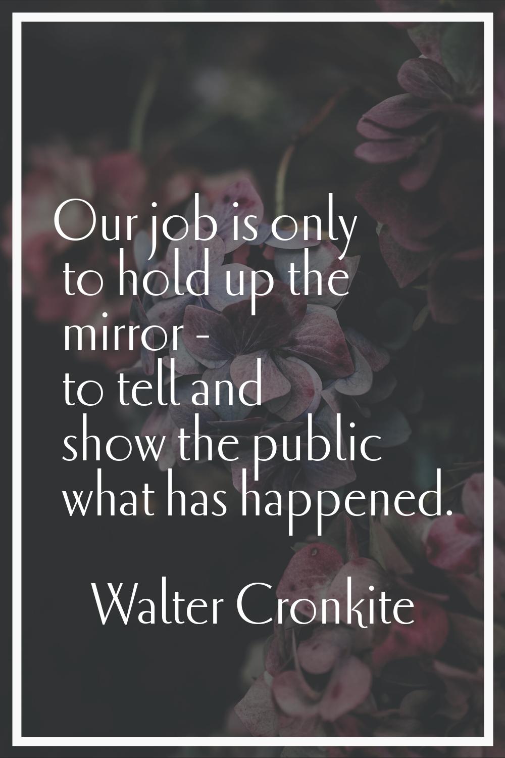 Our job is only to hold up the mirror - to tell and show the public what has happened.