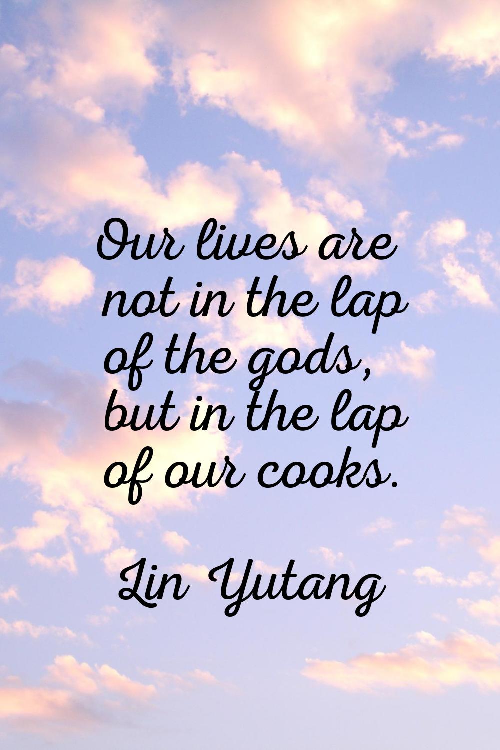 Our lives are not in the lap of the gods, but in the lap of our cooks.