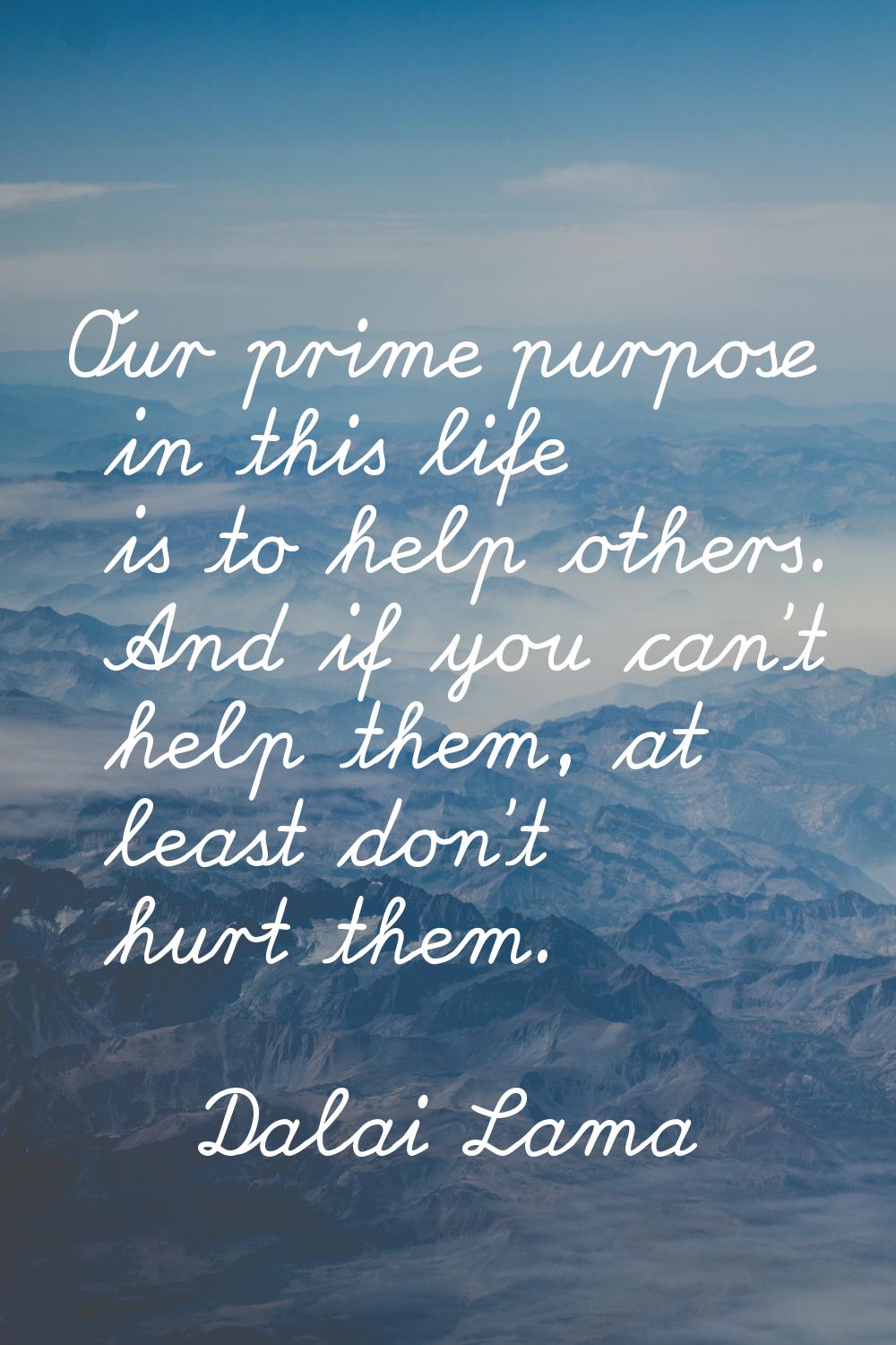 Our prime purpose in this life is to help others. And if you can't help them, at least don't hurt t