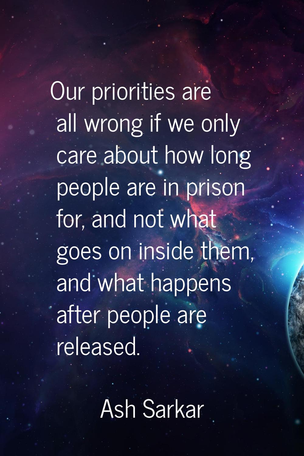 Our priorities are all wrong if we only care about how long people are in prison for, and not what 