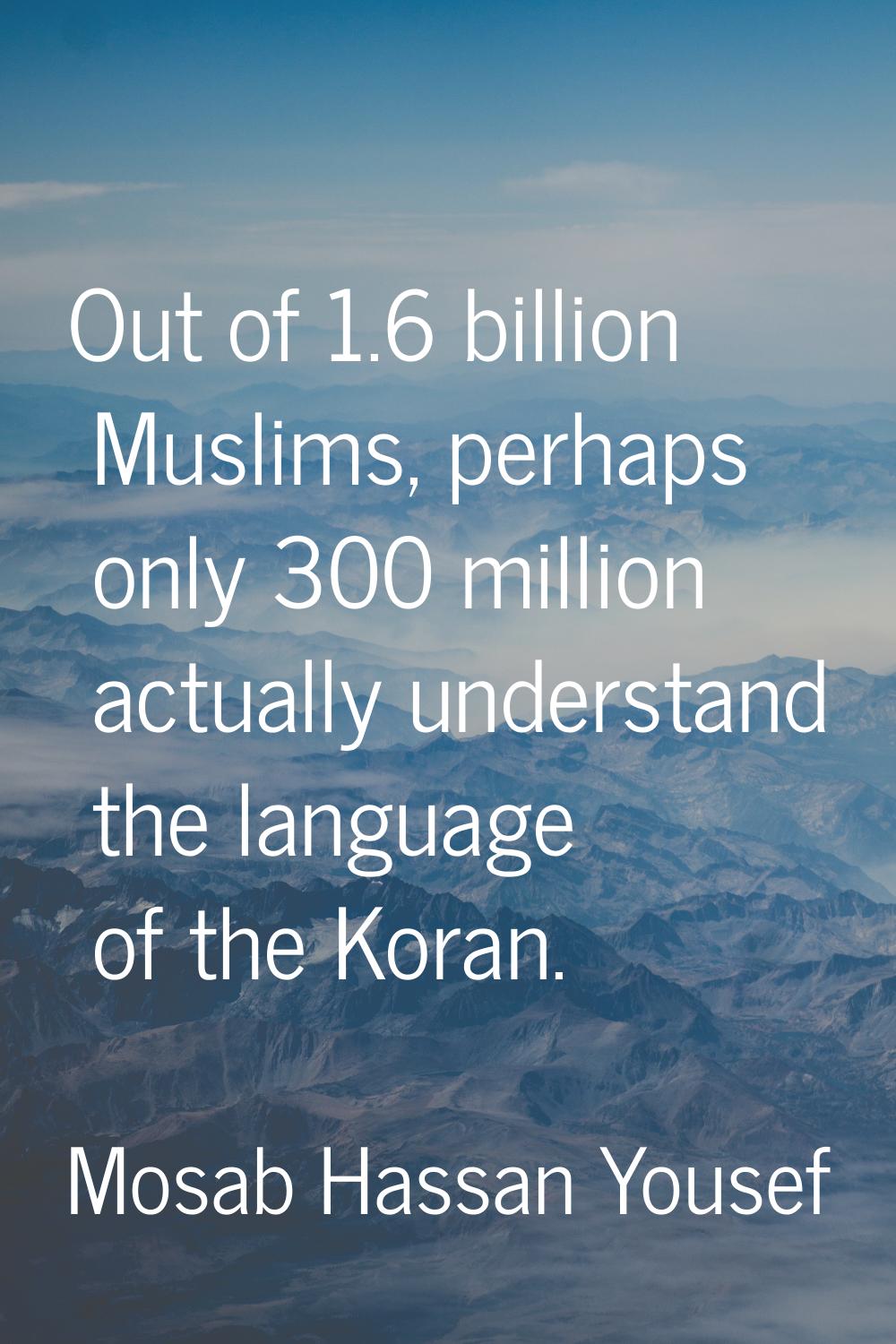 Out of 1.6 billion Muslims, perhaps only 300 million actually understand the language of the Koran.