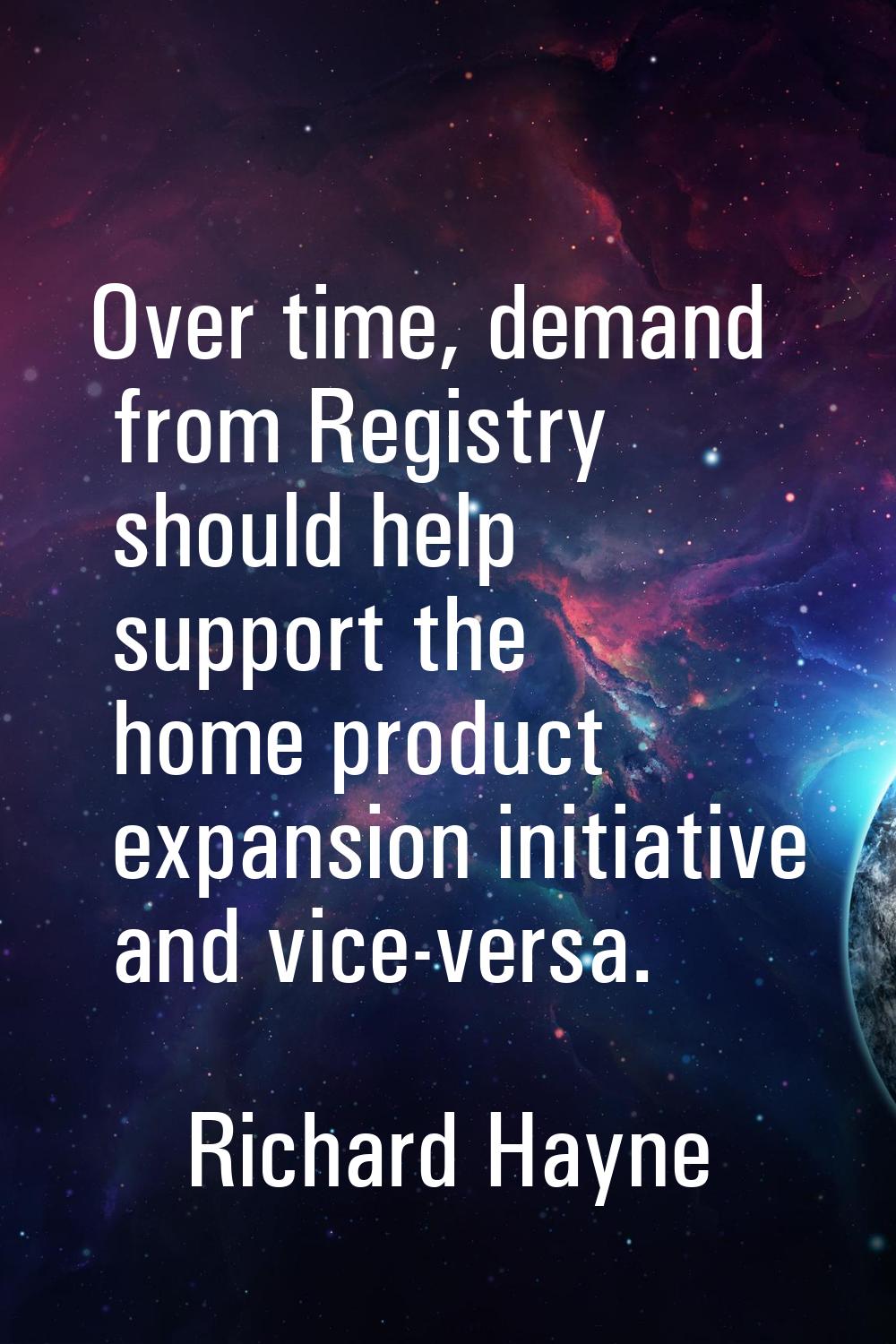 Over time, demand from Registry should help support the home product expansion initiative and vice-