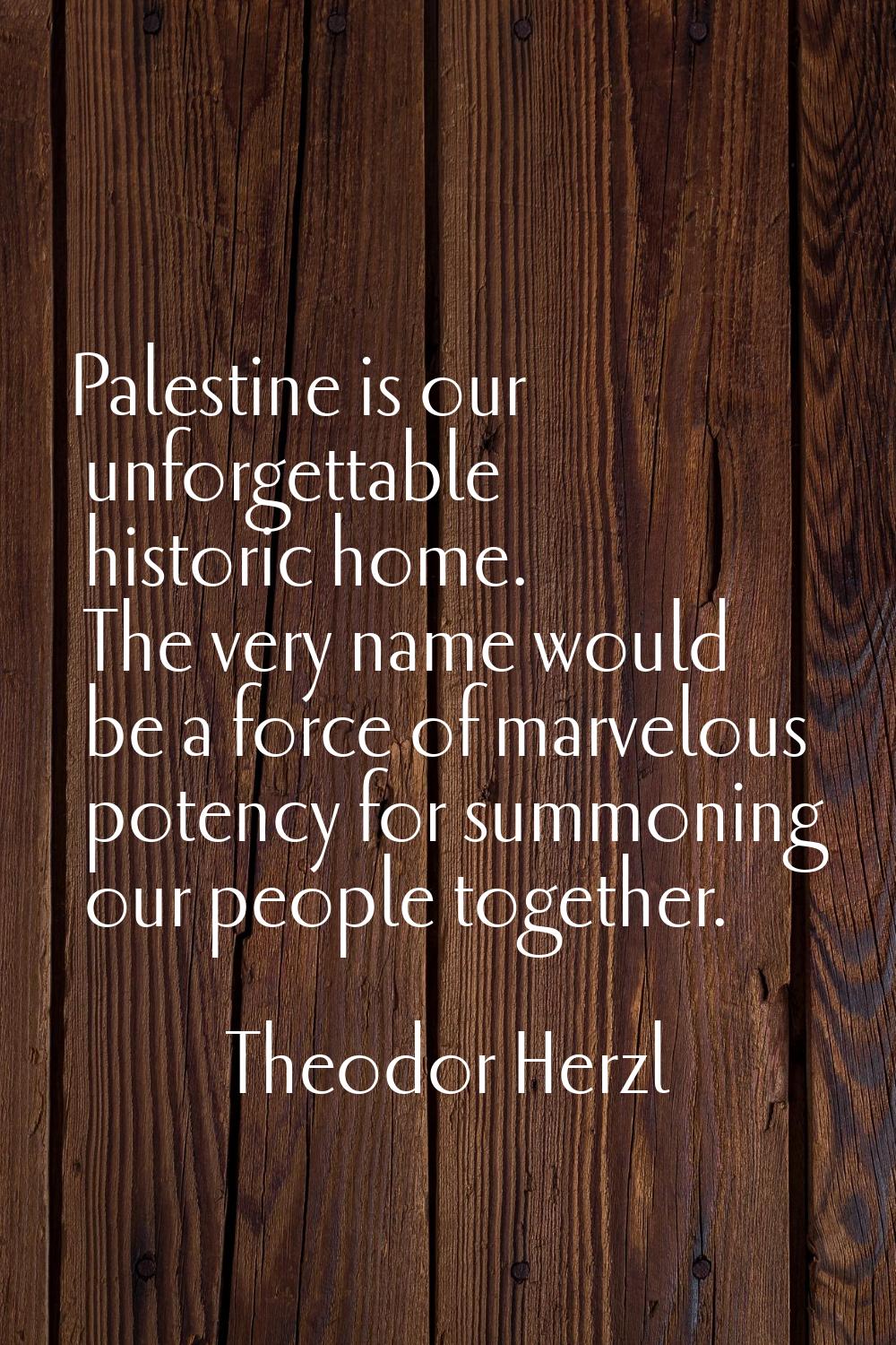 Palestine is our unforgettable historic home. The very name would be a force of marvelous potency f