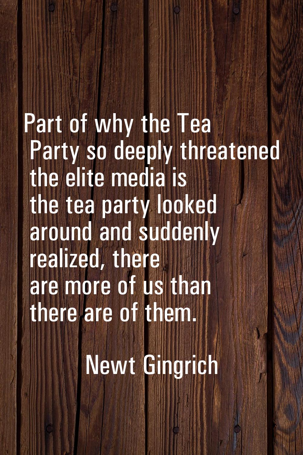 Part of why the Tea Party so deeply threatened the elite media is the tea party looked around and s