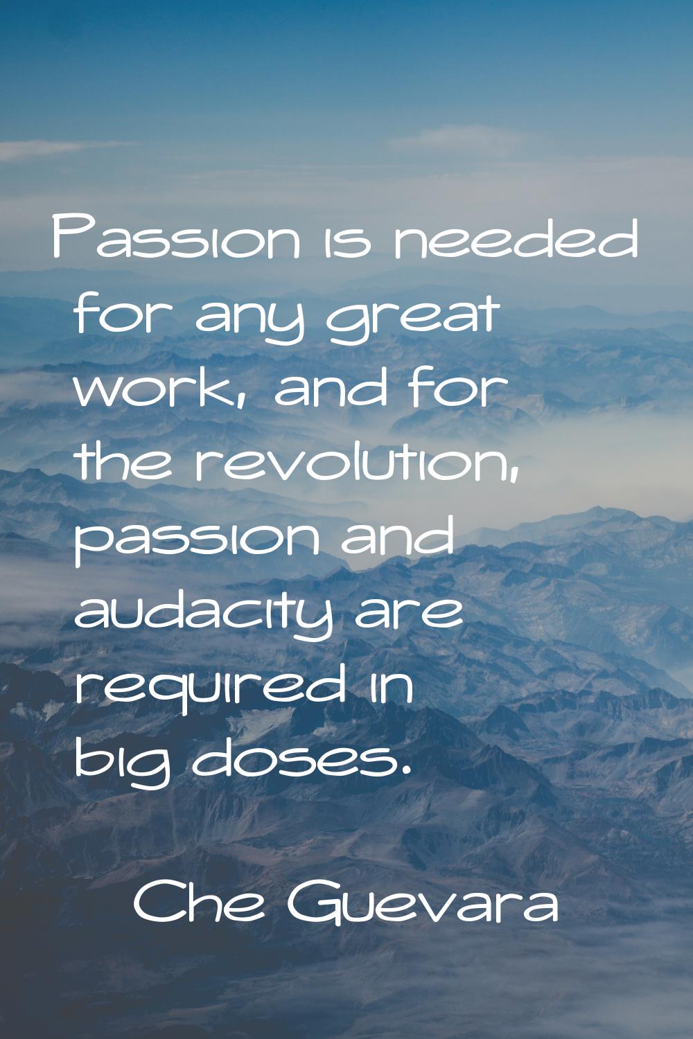 Passion is needed for any great work, and for the revolution, passion and audacity are required in 