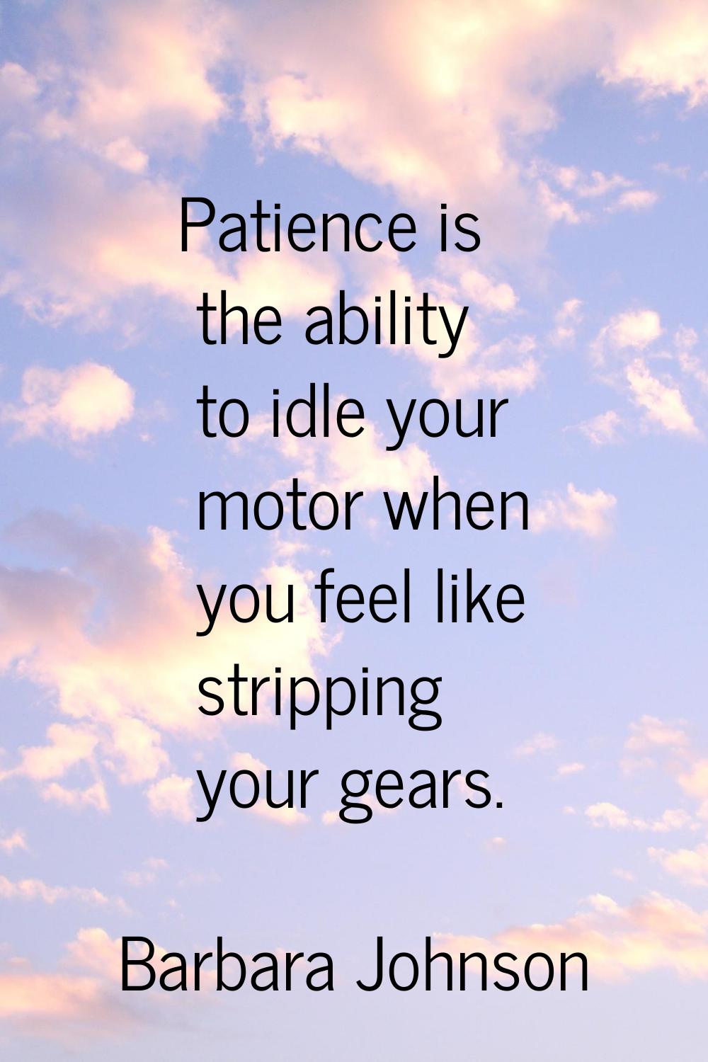 Patience is the ability to idle your motor when you feel like stripping your gears.