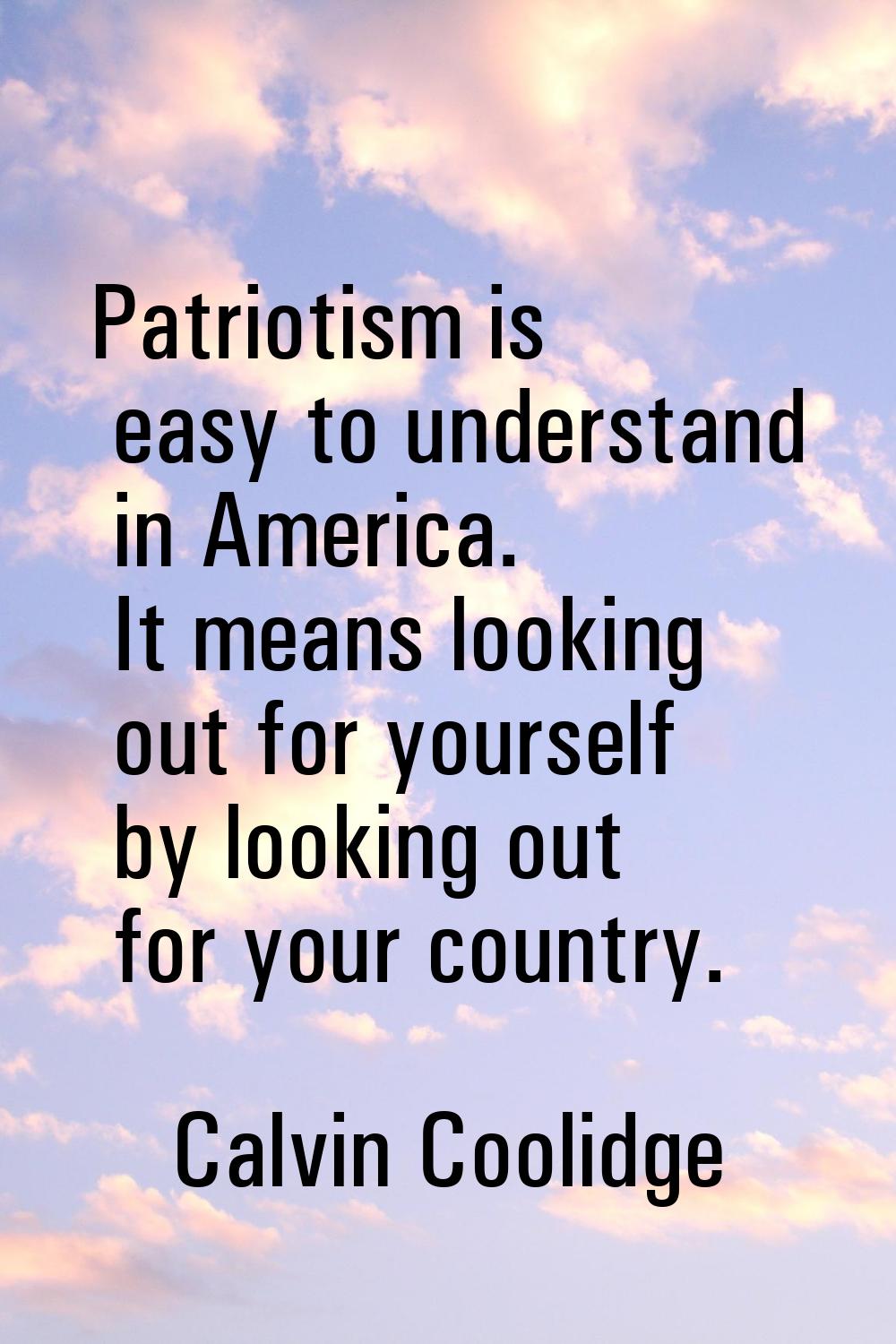 Patriotism is easy to understand in America. It means looking out for yourself by looking out for y