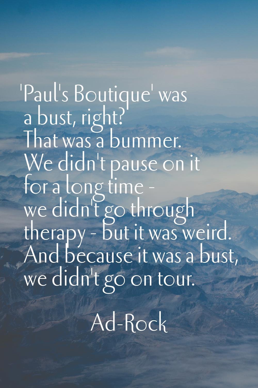 'Paul's Boutique' was a bust, right? That was a bummer. We didn't pause on it for a long time - we 